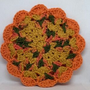 Vintage Handcrafted Multicolor Crochet Doily 7.25”